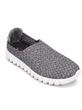 bernie mev. Gray Woven Slip-On Sneakers with White Sole